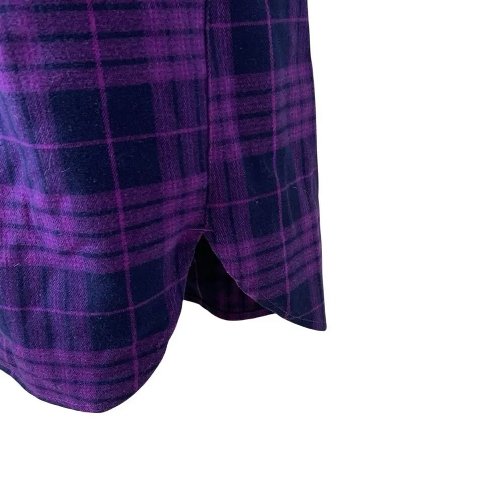 Anna Sui Mini Girls 12Y L Purple Plaid Shirt Dress Butterfly Embroidered Ruffle